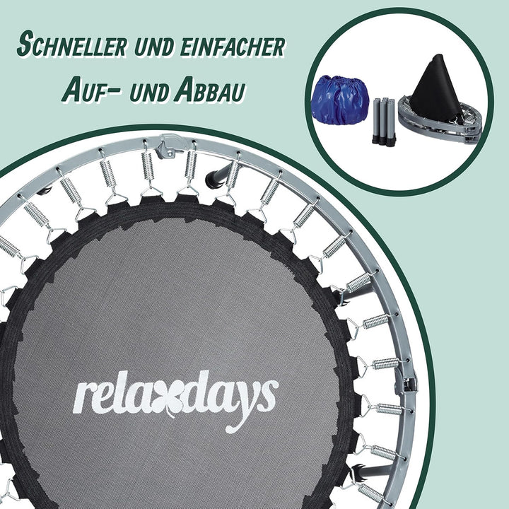 Relaxdays Indoor Trampolin, Ø 95 cm, faltbares Minitrampolin bis 100 kg, Sport & Gymnastik, Fitnesst