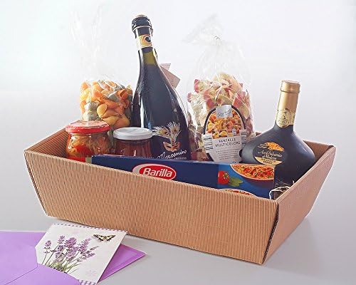 Weinkarton24.com 10 Stück Präsentkorb Classic - Natur, Geschenkkorb, Wellpappkorb - Grösse mittel