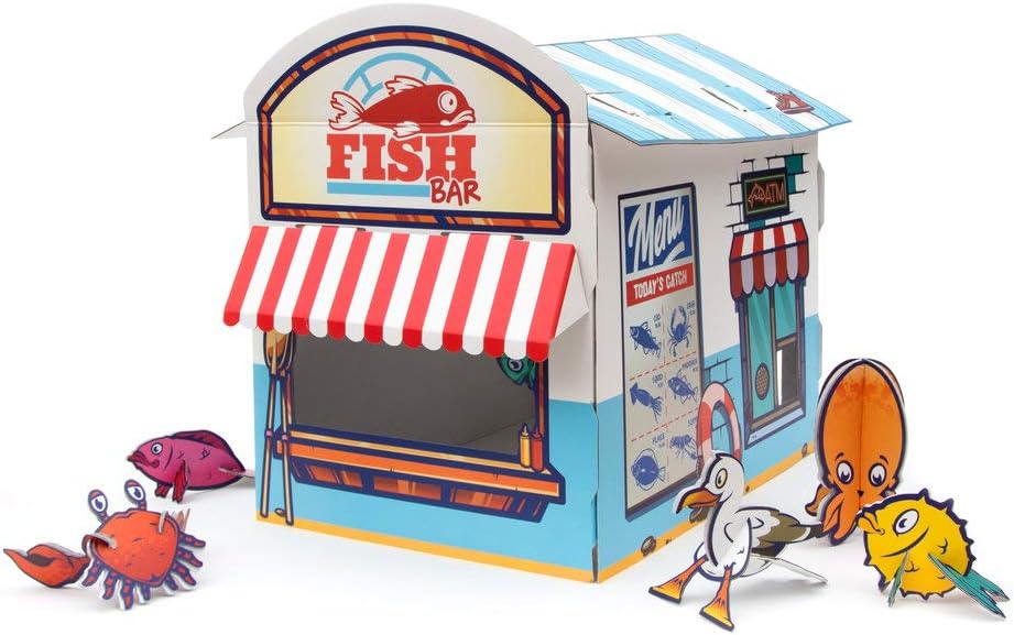 Suck UK Katzenkiosk-Spielhaus | Katzenspielzeug | Katzenhaus aus Pappe | Katzenzubehör | Katzenspiel