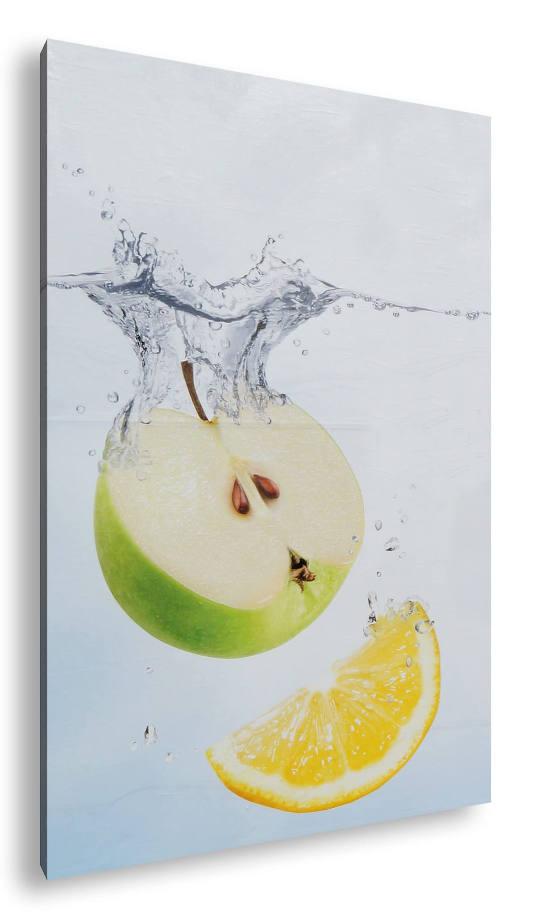 deyoli köstlicher Apfel mit Zitronenscheibe im Format: 80x60 als Leinwandbild, Motiv fertig gerahmt