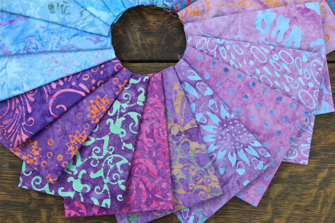 LoudElephant Baumwoll-Batik vorgeschnittene Stoffbündel – Fat Quarter – Lila, Lila