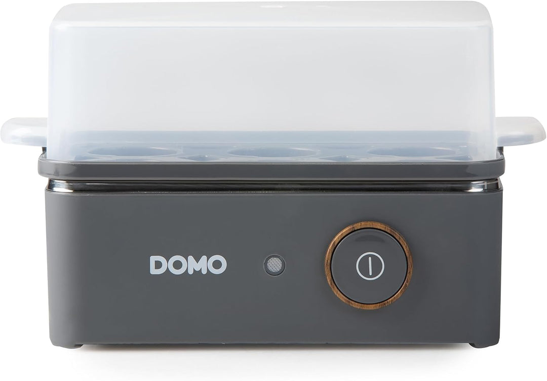 DOMO DO9283EK Eierkocher für zu 6 Eier - 'Wood You' Serie - 400W - Mattgrau Grey, Grey