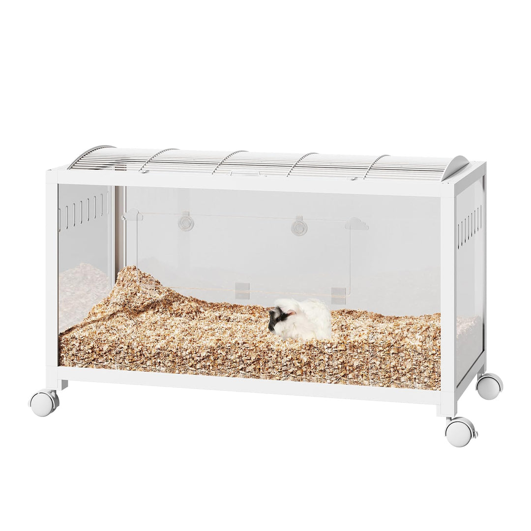 XXL Hamsterkäfig aus Metall und Acrylglas, 360° Panorama Sicht Nagergehege für Hamster, Ratten, Meer