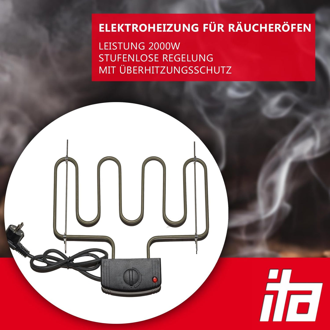 ITA Räucherofen Profi Elektroheizung 2000W zum Räuchern - Heizspirale für ITA Räucherschränke und Sm