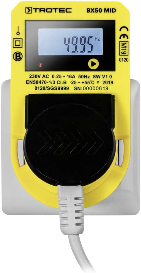 TROTEC Stromzähler für Steckdose BX50 MID – Messgerät Stromverbrauch – Messbereich 57,5 bis 3.680 W,