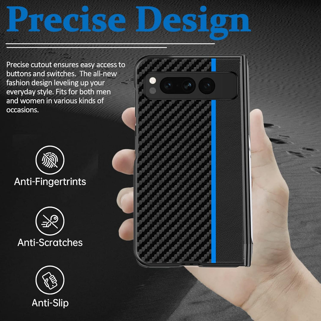 Miimall Kompatibel mit Google Pixel Fold Hülle mit Displayschutz+Scharnierschutz [Farbiger Streifen]