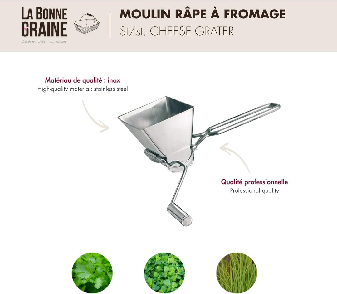 La Bonne Graine - Kräutermühle aus Edelstahl - Einfach, widerstandsfähig und effizient - Beidhändig