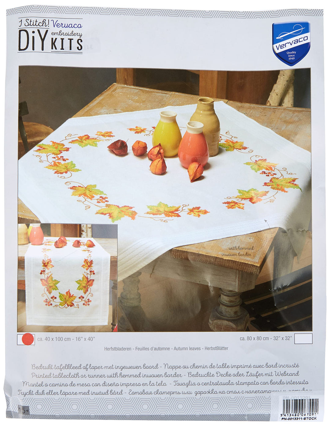 Vervaco Tischläufer Herbst Stickpackung/Läufer im vorgedruckten/vorgezeichneten Kreuzstich, Baumwoll