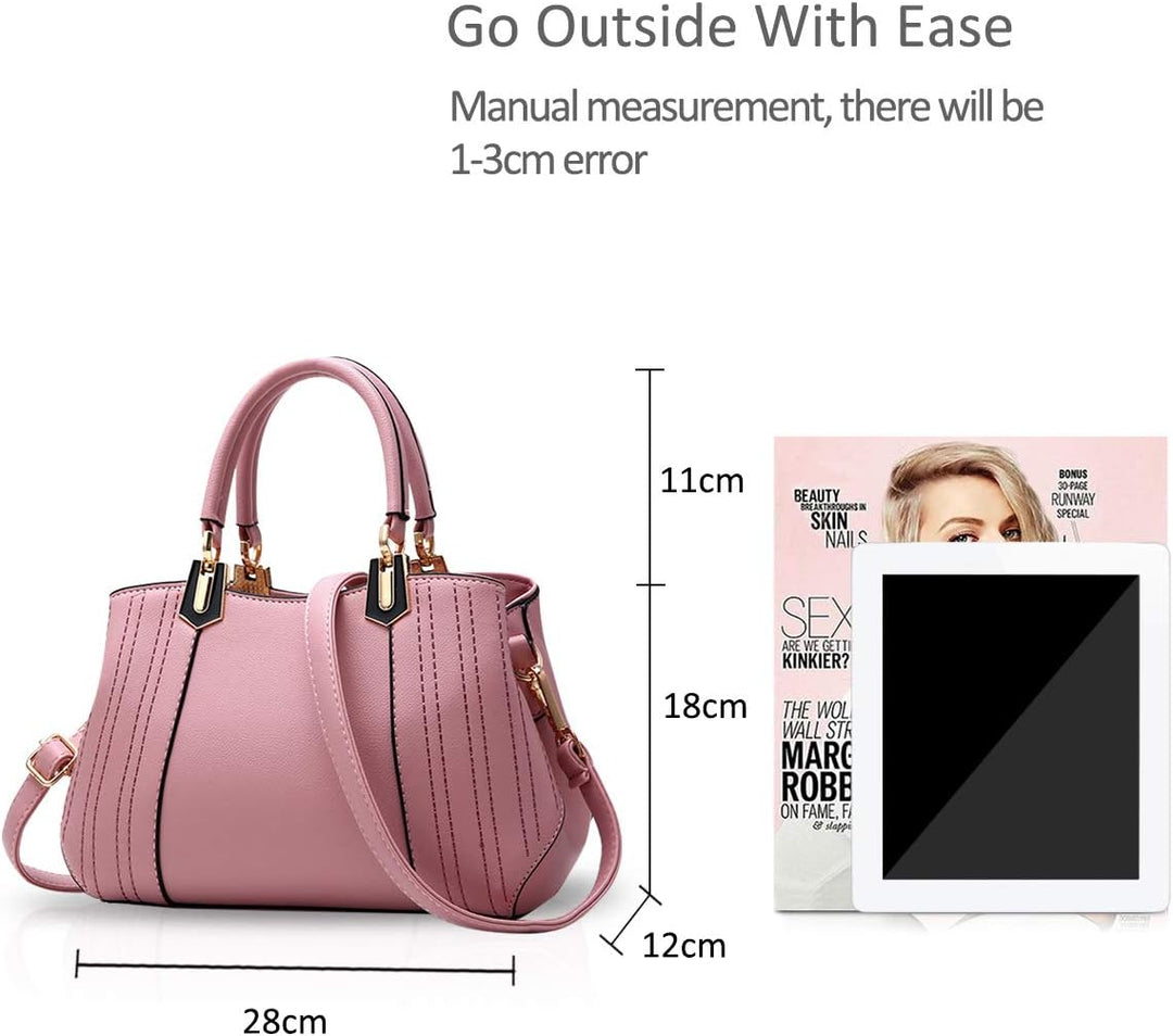 NICOLE&DORIS Frau Dame Handtaschen Schultertasche Taschen Shopper Umhängetasche PU Hellrosa B, Hellr