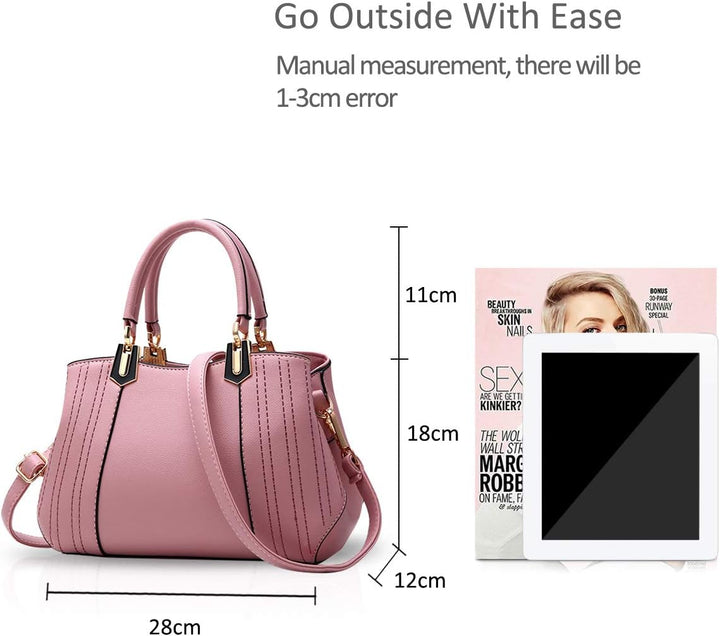 NICOLE&DORIS Frau Dame Handtaschen Schultertasche Taschen Shopper Umhängetasche PU Hellrosa B, Hellr
