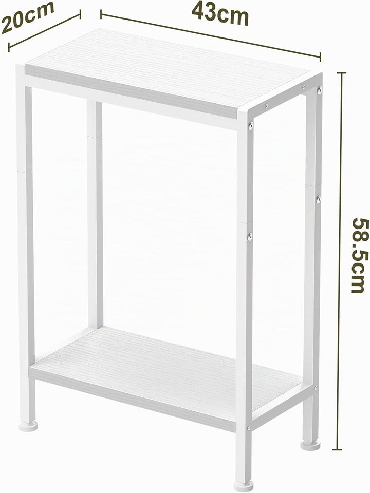 Schmaler Beistelltisch, Nachttisch, 2er Set, 2 Ablagen Nachttisch Schmal mit Stauraum, Sofa beistell