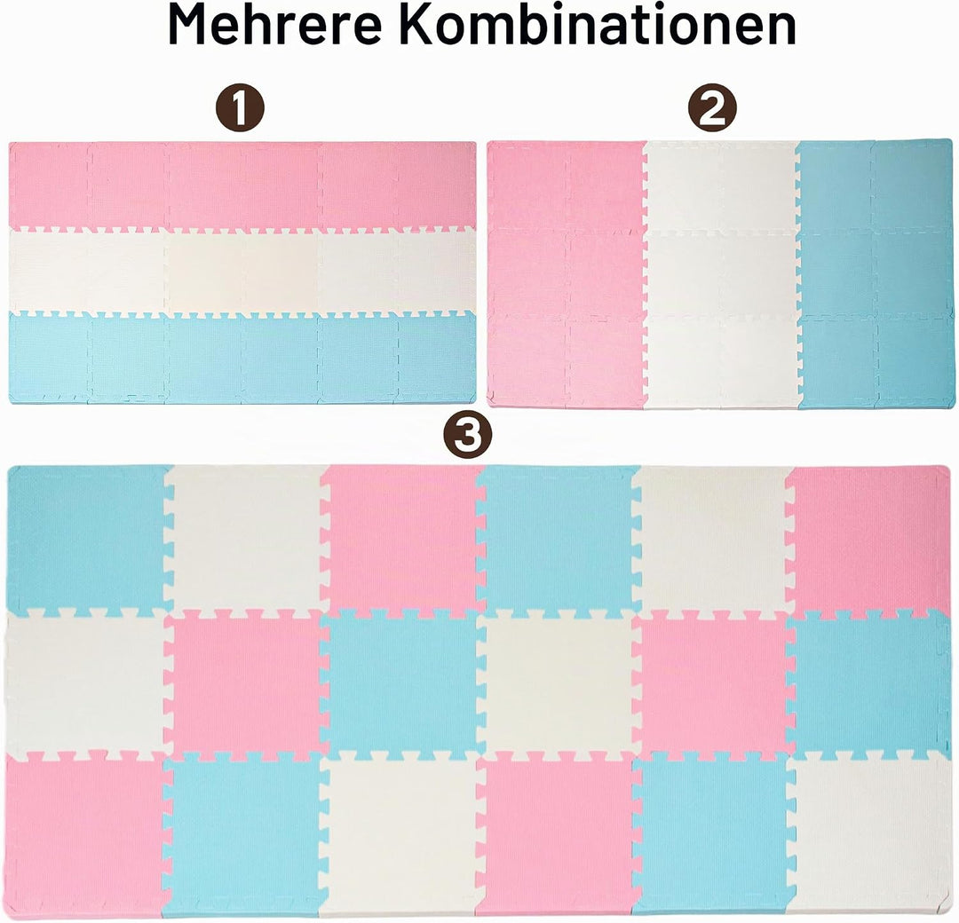 18 Pieces (30x 30cm) Zusammensteckbare Bodenmatten | Schutz-Bodenmatten | Puzzlematten | Weiche Scha