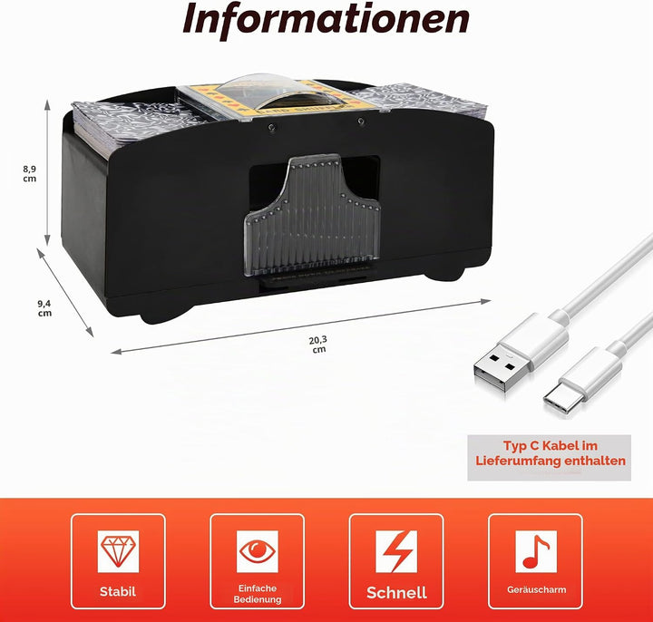 2/6 Deck Automatischer Kartenmischer (Spielkarten im Lieferumfang enthalten) – Batteriebetriebener e