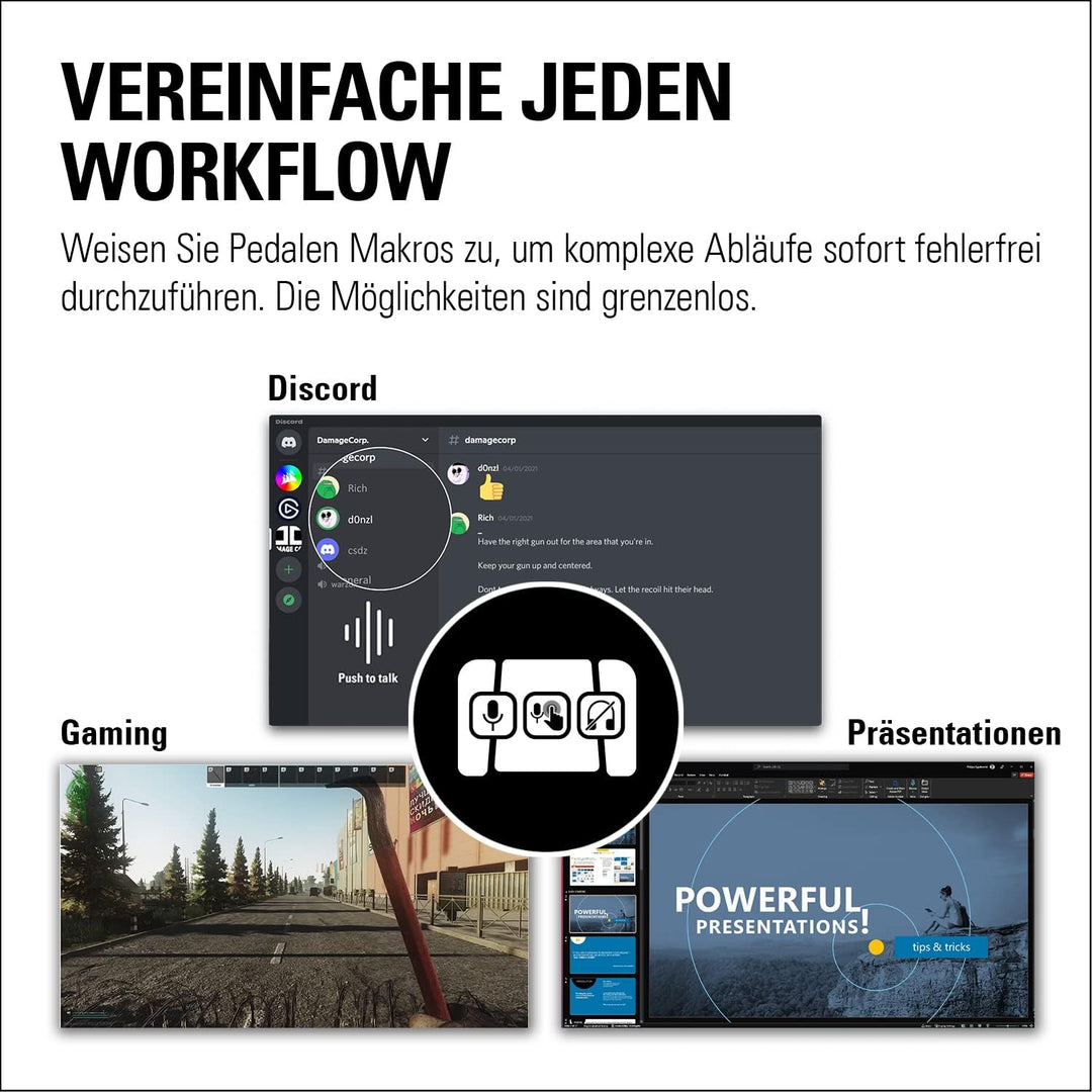 Elgato Stream Deck Pedal – Freihand-Studio-Controller, 3 Makro-Fusspedale, Auslösen von Aktionen in