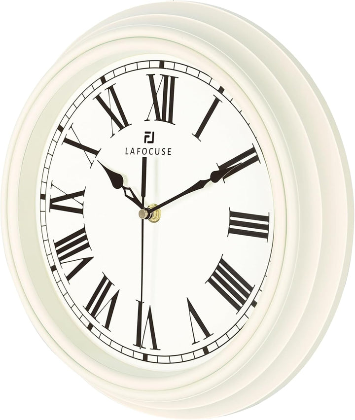Lafocuse 30 cm Lautlos Wanduhr Römische Ziffern, Klassische Wanduhr Beige, Retro Wanduhr Ohne Tickge