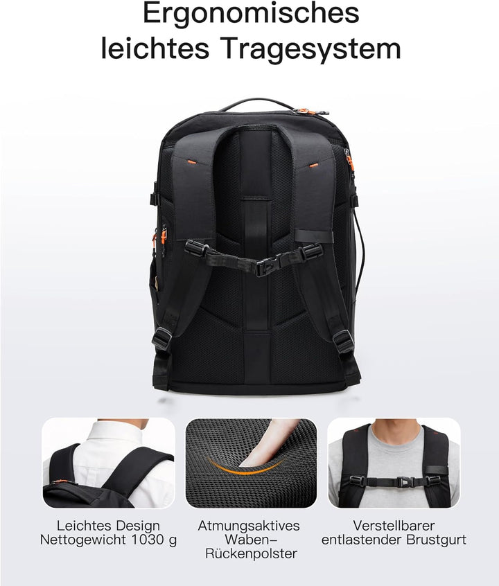 Inateck Reiserucksack 38.5L, Spritzwassergeschützt TSA Handgepäck Flugzeug Rucksack Travel Backpack