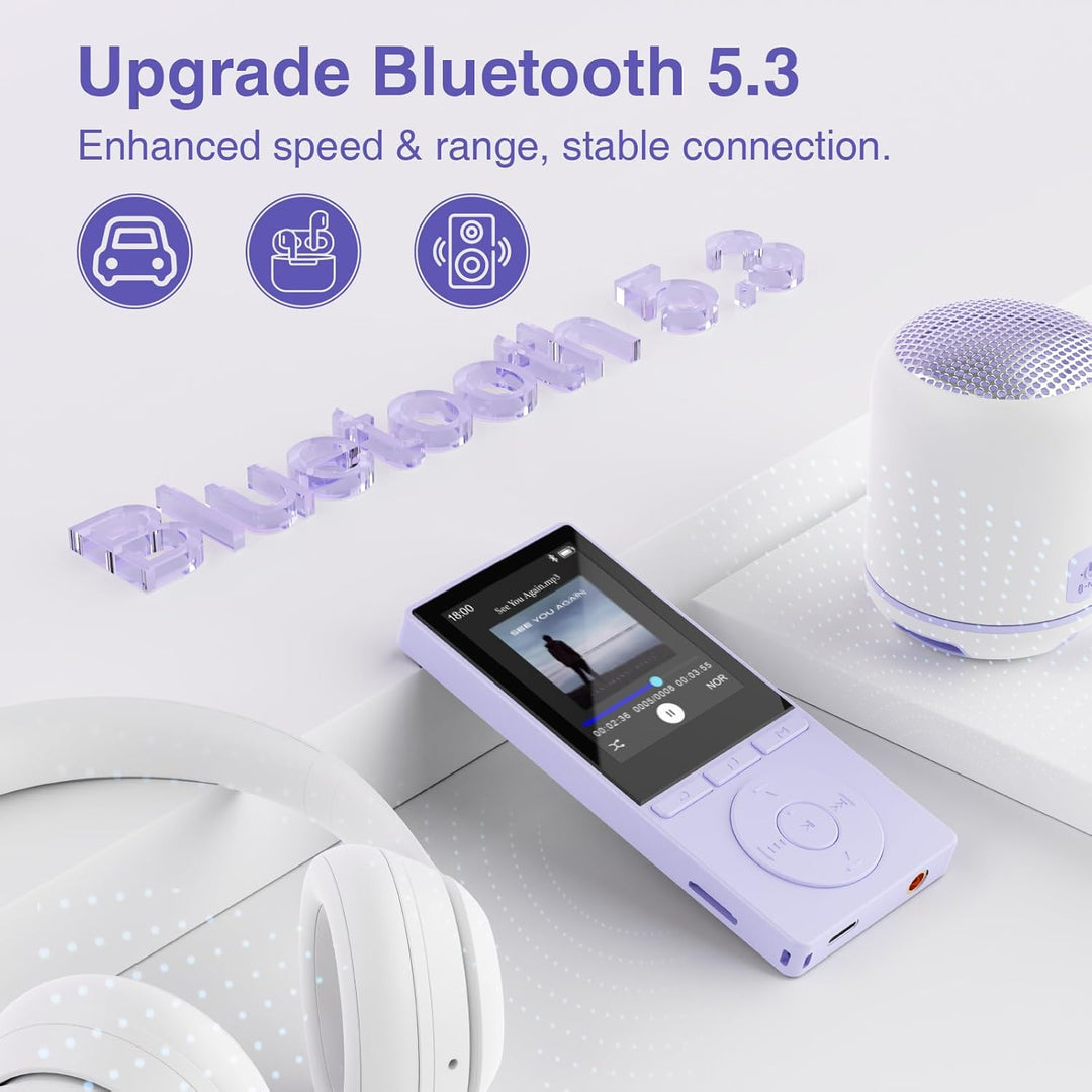 64GB MP3 Player with Bluetooth 5.3, Music Player with HiFi Sound for Sports Runners, 2.4" Screen MP3