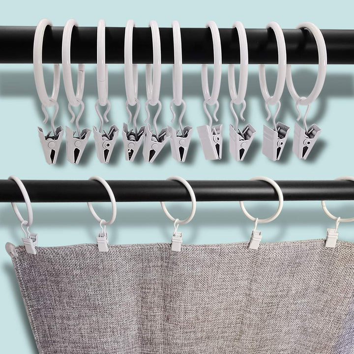 AMZSEVEN 40 Stück Metall Vorhangringe mit Clips, Drapery Clips Haken, dekorative Gardinenstange Clip
