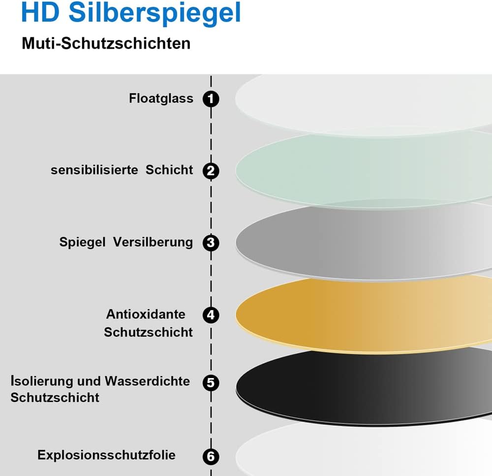 Aica Sanitär LED Badspiegel rund 70 cm Touch Beschlagfrei Wandspiegel mit Beleuchtung Lichtspiegel A