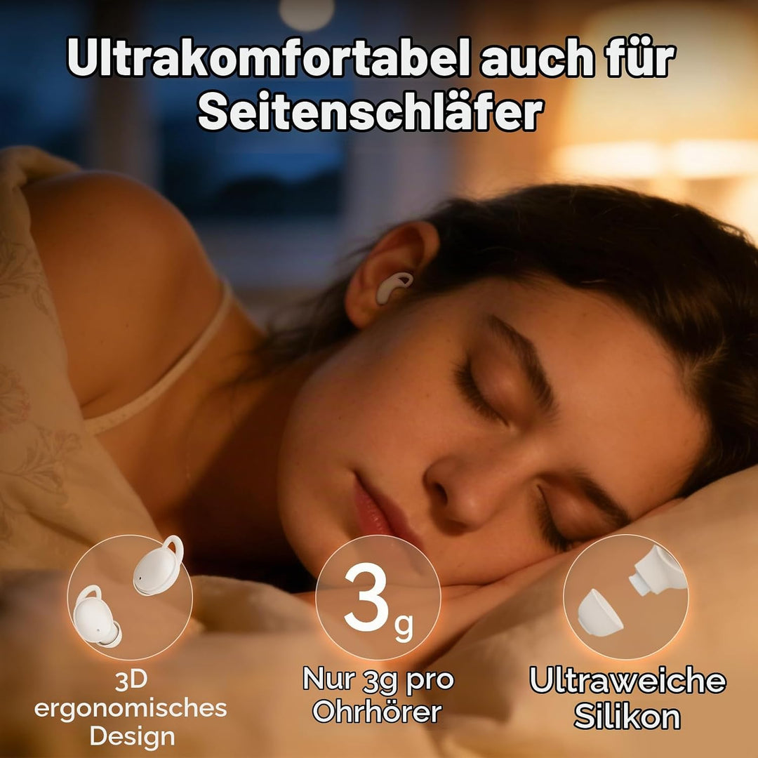 MONODEAL Schlafkopfhörer Schonendes ANC Schlafkopfhörer Seitenschläfer mit Bluetooth 5.4 Kopfhörer z