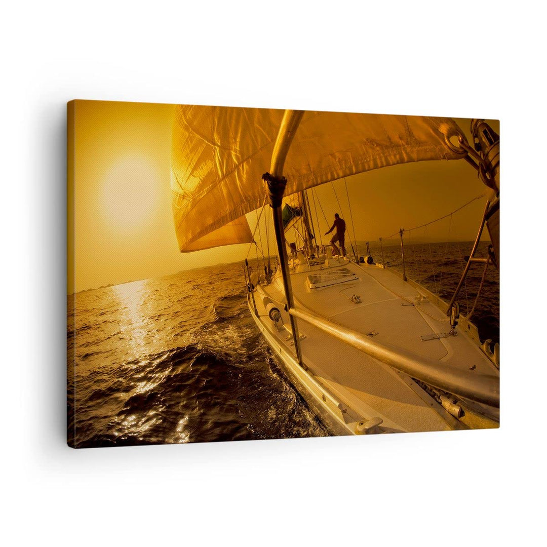 ARTTOR Bilder auf Leinwand Ozean Segelboot Yacht Leinwandbild 70x50cm Wandbilder Dekoration Wohnzimm