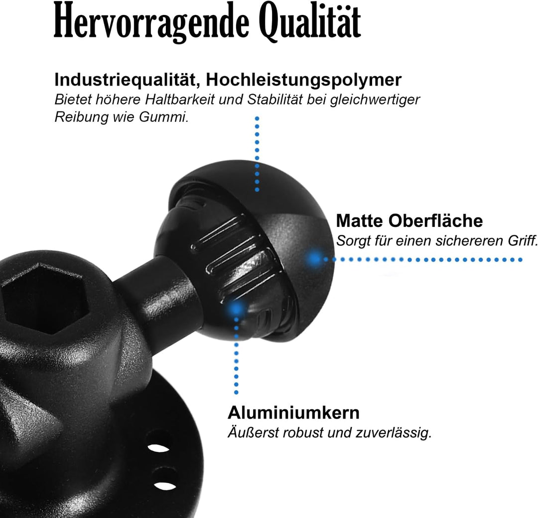 1,5 Zoll Dual Kugelhalterung Aluminiumlegierung, C-Grösse 38mm Doppel Kugel Basis mit AMPS Lochmuste