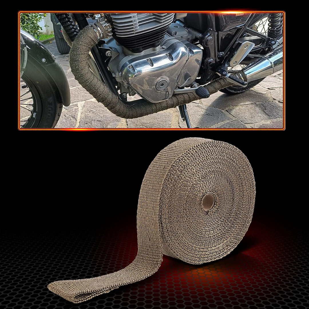 GEAREVER 20M*5CM Hitzeschutzband Basaltfaser mit 10 Kabelbinder Edelstahl, Hitzeschutzband Auspuff f