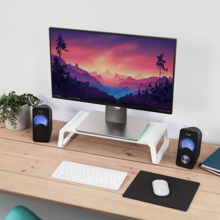 Trust Monta Monitorständer 41 x 22 x 10 cm, Bildschirmerhöhung aus Hartglas, Schreibtisch Monitorerh