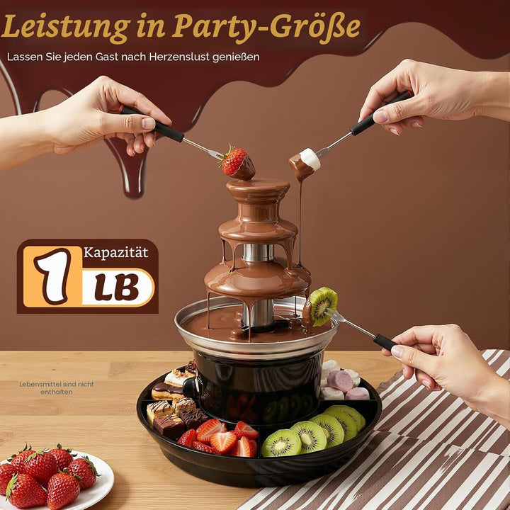 230V Schokobrunnen Edelstahl Schokoladenbrunnen Chocolate Fountain, Elektrische Fondue Schokofondue