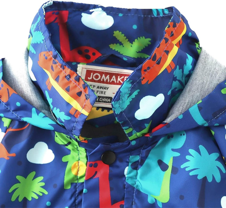 Regen Kinderkleidung Kinder Dinosaurier Regenbogen Bedruckte Regenjacke mit Kapuze Winddichter Regen