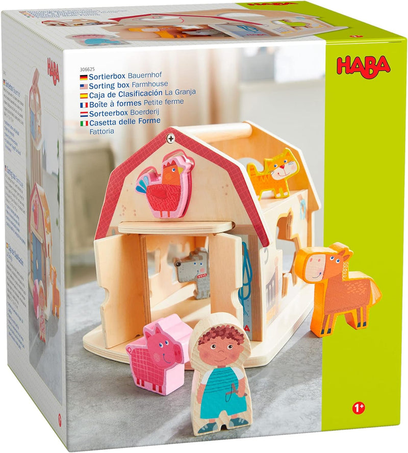 HABA 306625 - Sortierbox Bauernhof, Sortierspielzeug ab 12 Monaten, Bunt