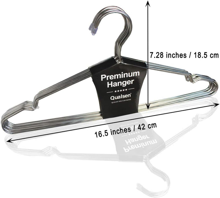 Qualsen Kleiderbügel Metall mit Rutschfester Nut, Silber 30 Stück, 42 cm | Kleiderbügel Strapazierfä