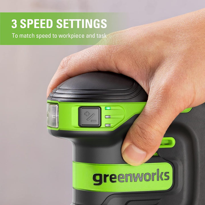 Greenworks 24V Exzenterschleifer, 5" Zufallsschleifer mit variabler Geschwindigkeit, nur Werkzeug