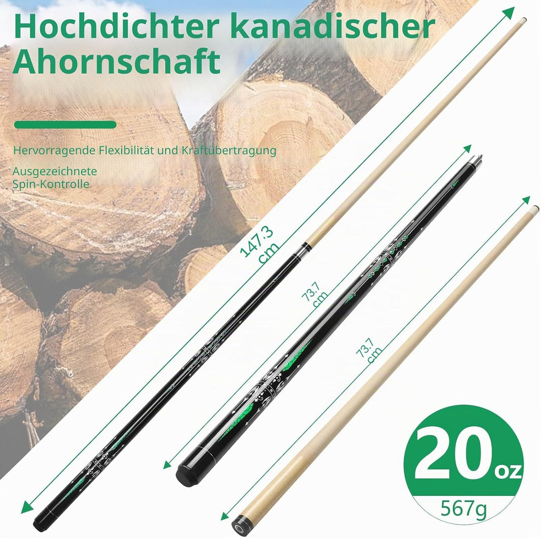 inucue Billard Queue, 58 Zoll Maple Pool Queue Stick 13mm Spitzen für Professionelle Billardspieler,
