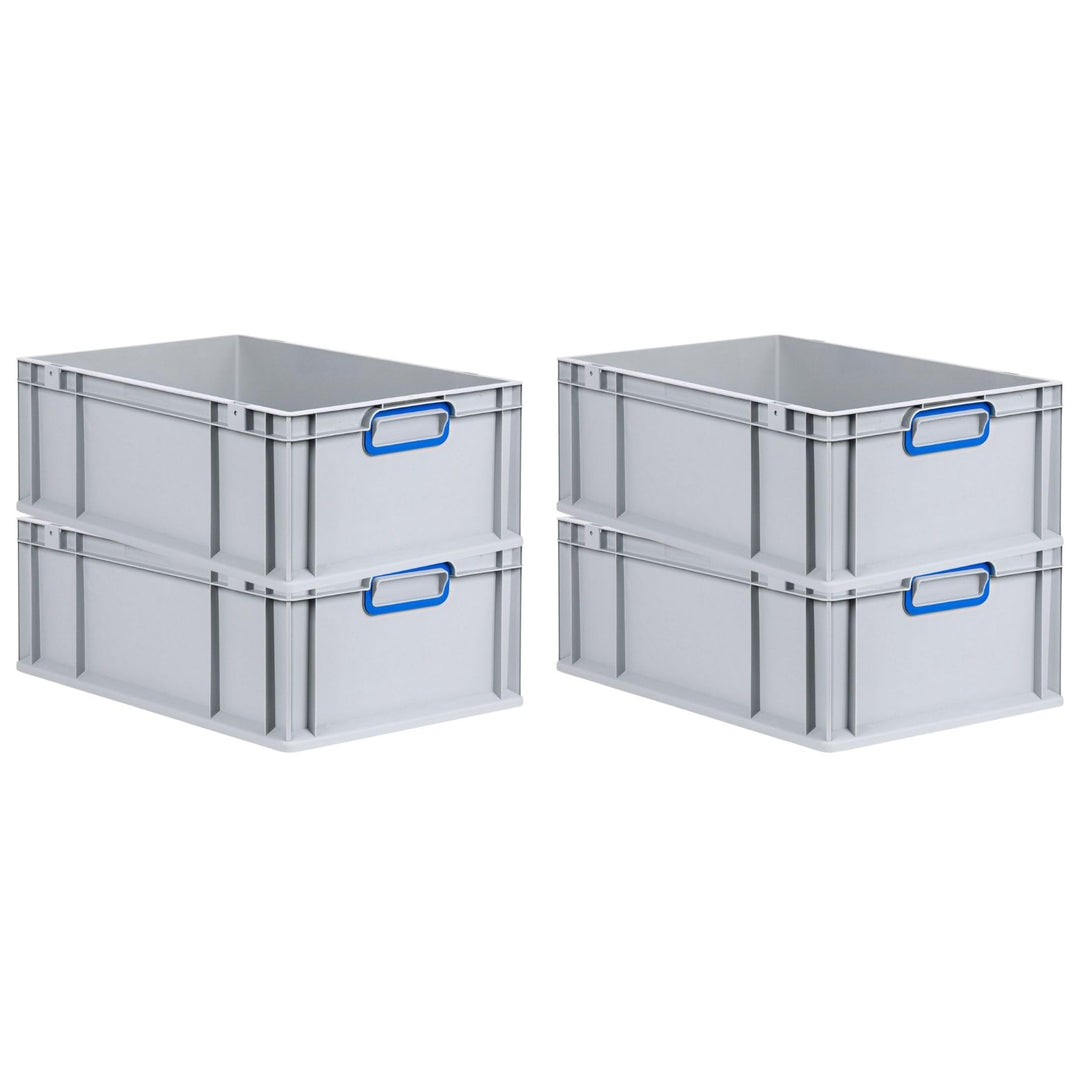 SuperSparSet 4x Eurobox NextGen Color | HxBxT 22x40x60cm | 44 Liter | Griffe blau geschlossen | Vers