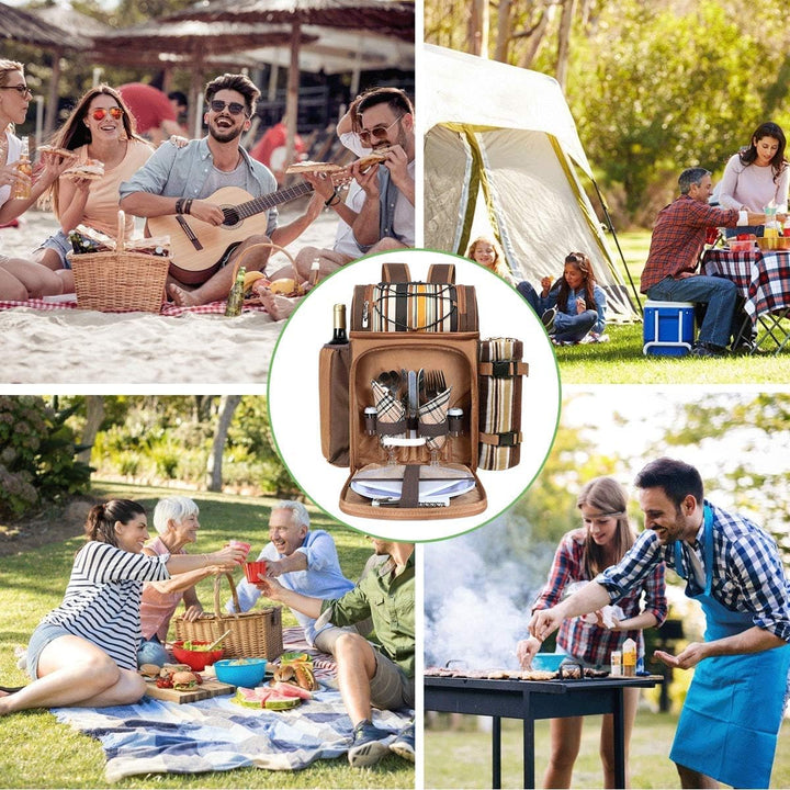 Hap Tim Picknick-Rucksack-Kühler für 2 Personen mit isolierter auslaufsicherer Kühltasche, Weinhalte