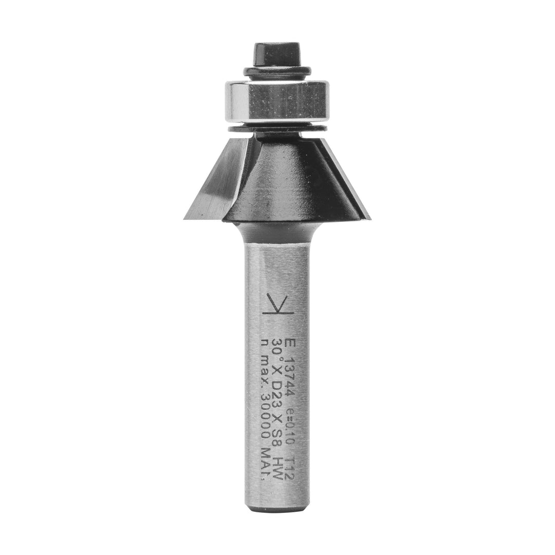 ENT 13744 Fasefräser HW, Schaft (S) 8 mm, Durchmesser (D) 23 mm, NL 9,5 mm, E 30°, SL 32 mm, mit Kug