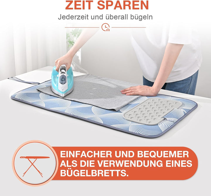 KINGRACK Bügelmatte für Dampfbügeleisen 79x42cm, Bügeldecke für Tisch mit Hitze, Extrem rutschfeste