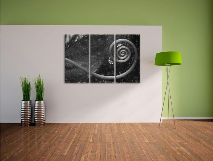 Pixxprint Zwei Marienkäfer auf einen eingedrehten Stängel Kunst Kohle Effekt 3-Teiler Leinwandbild 1