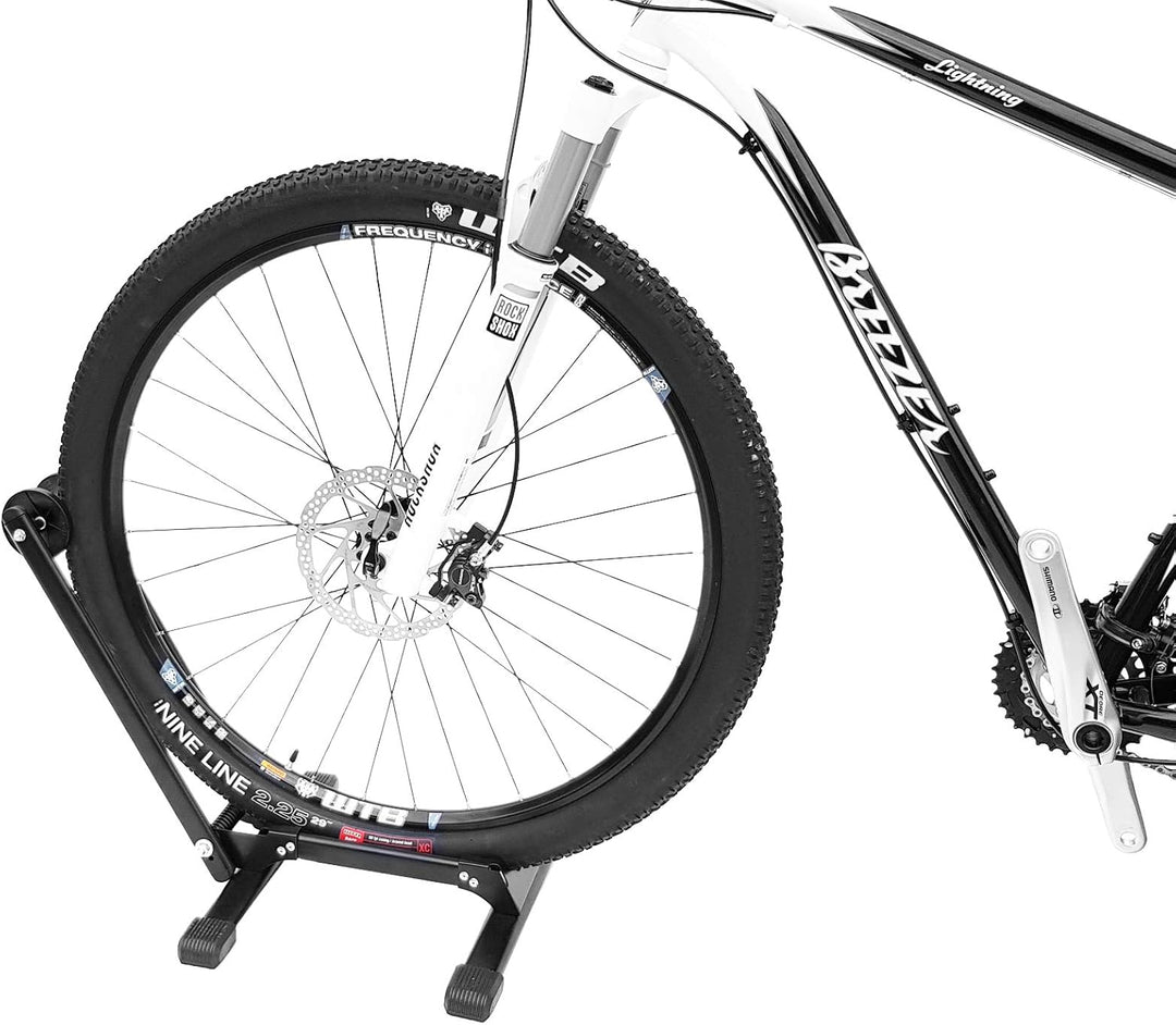 WELLGRO Fahrradständer - für Vorderrad oder Hinterrad, Stahl, schwarz, platzsparend zusammenklappbar