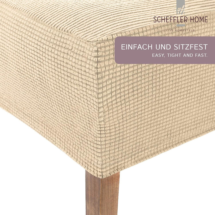 SCHEFFLER-Home Stretch Stuhlhussen Sofia - 4er Set Elastische Stuhlabdeckungen für Schwingstühle und