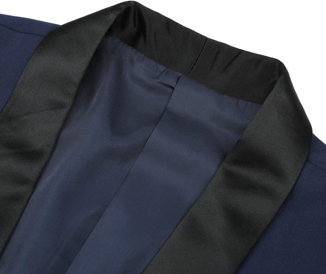 YOUTHUP Sakko Herren Slim Fit Schalkragen Anzugjacke 1 Knopf Tuxedo Jacke für Hochzeit Freizeit XS B