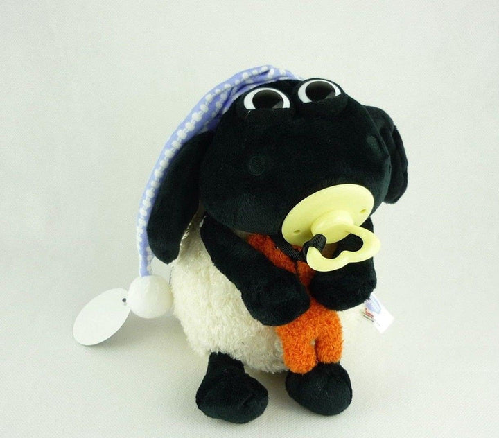 Shaun das Schaf Kuscheltier Timmy mit kleinem Bär, Schnuller und Schlafmütze, 25 cm, Farbe: Weiss/Sc