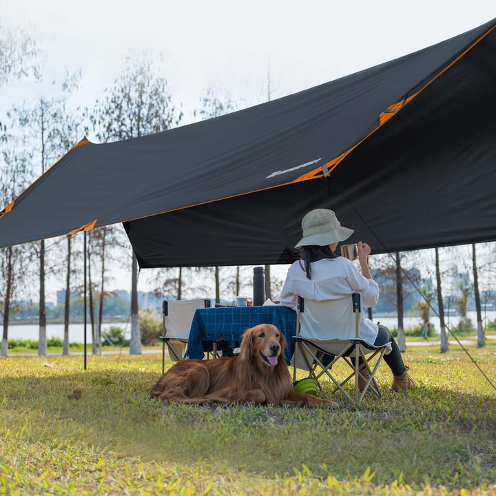 Bessport Tarp, Zeltplane Wasserdicht, 3x4.6m Mit Stützstange, Erdnägeln und Nylonschnur, Ultraleicht