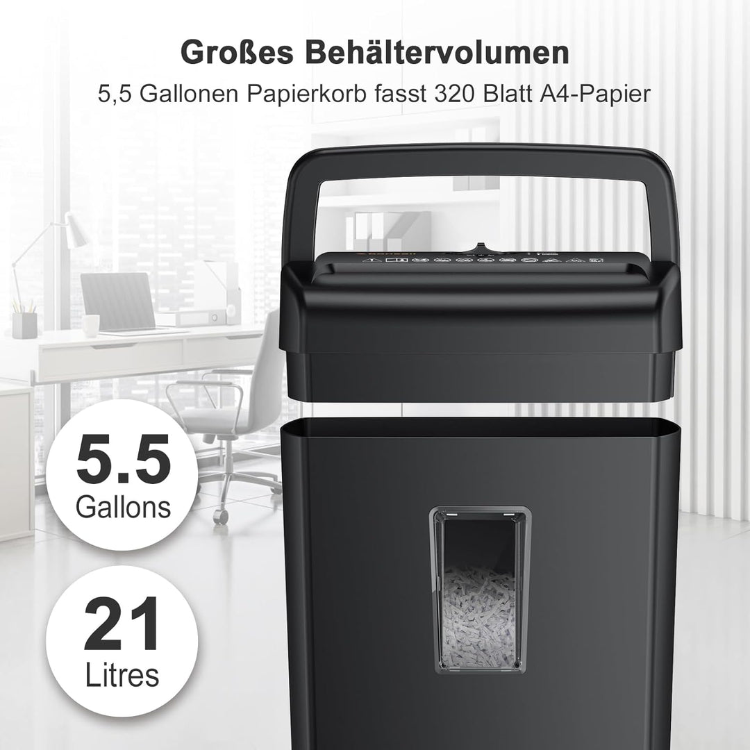Bonsaii Home Office 10-Blatt Aktenvernichter, Kreuzschnitt Schredder für Papier und Kreditkarten, Si