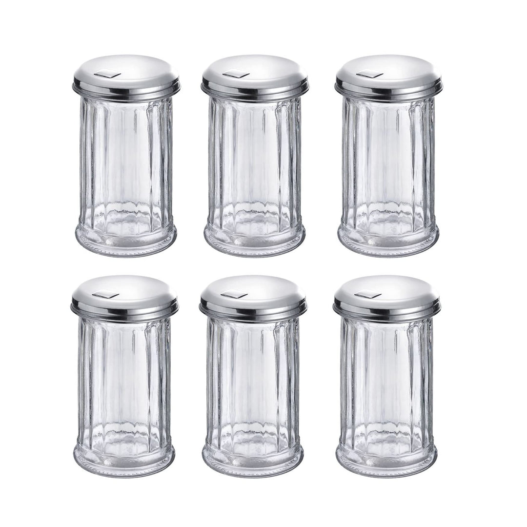 Westmark Zuckerstreuer, 6 Stück, Fassungsvermögen: je 300 ml, Glas/Rostfreier Edelstahl, New York, S