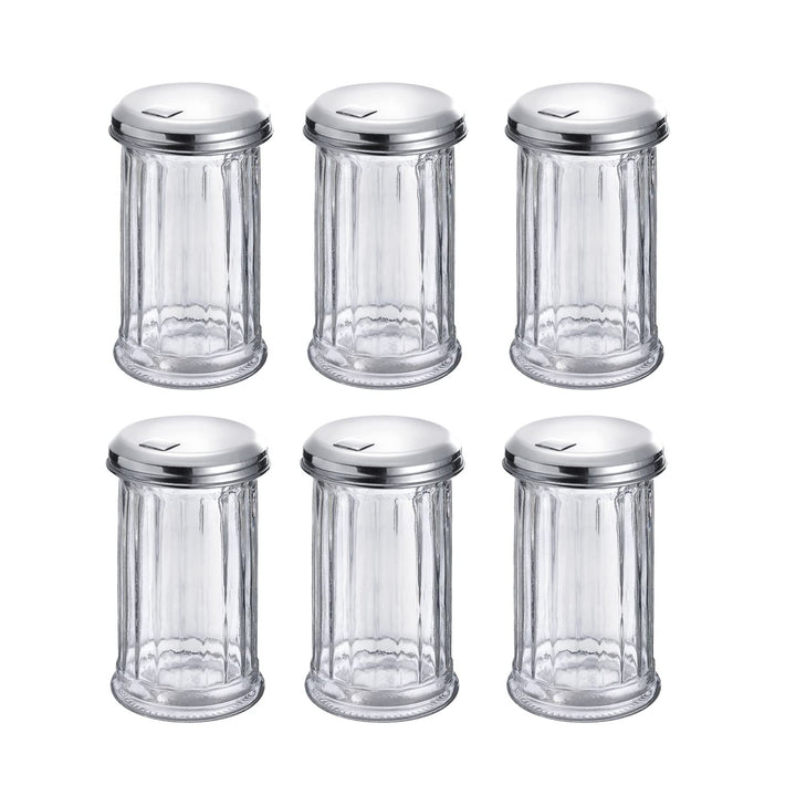 Westmark Zuckerstreuer, 6 Stück, Fassungsvermögen: je 300 ml, Glas/Rostfreier Edelstahl, New York, S