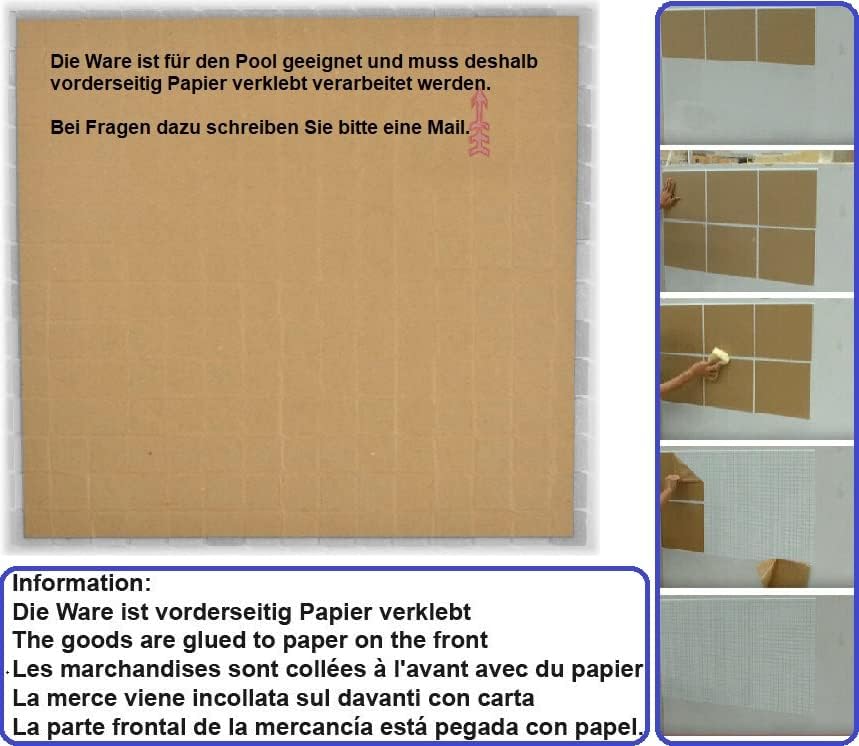 Glasmosaikplatte Classic Mix Blau papierverklebt Pool Schwimmbad Mosaikplatte 10 Matten