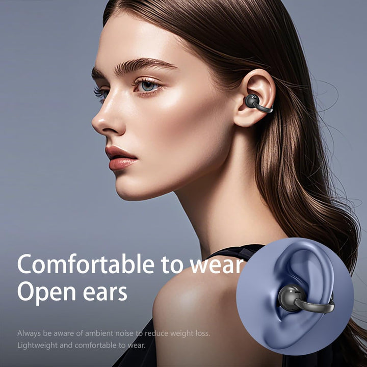 Bluetooth kopfhörer mit ohrclip, Bluetooth 5.4-Sportkopfhörer, Open Ear übersetzungskopfhörer,IPX5 w