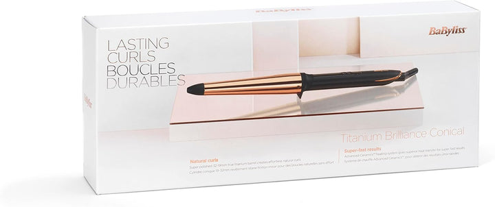 BaByliss Salon Brilliance Conical Wand, Professioneller Lockenstab mit hochwertiger Titan-Beschichtu